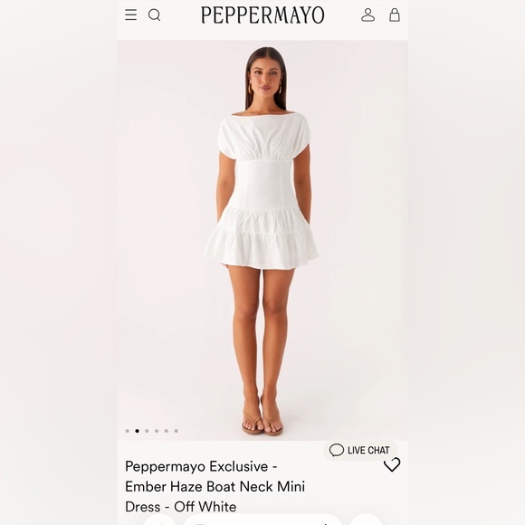 NWT Peppermayo Off-White Boat Neck Mini Dress - Picture 2 of 4